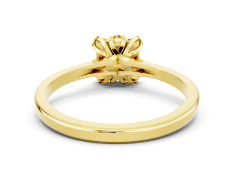 Yellow gold Princess Cut Yellow Sapphire Solitaire Ring with Flower Prong Setting and Classic Band_36