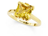 Yellow gold Princess Cut Yellow Sapphire Solitaire Ring with Flower Prong Setting and Classic Band_37