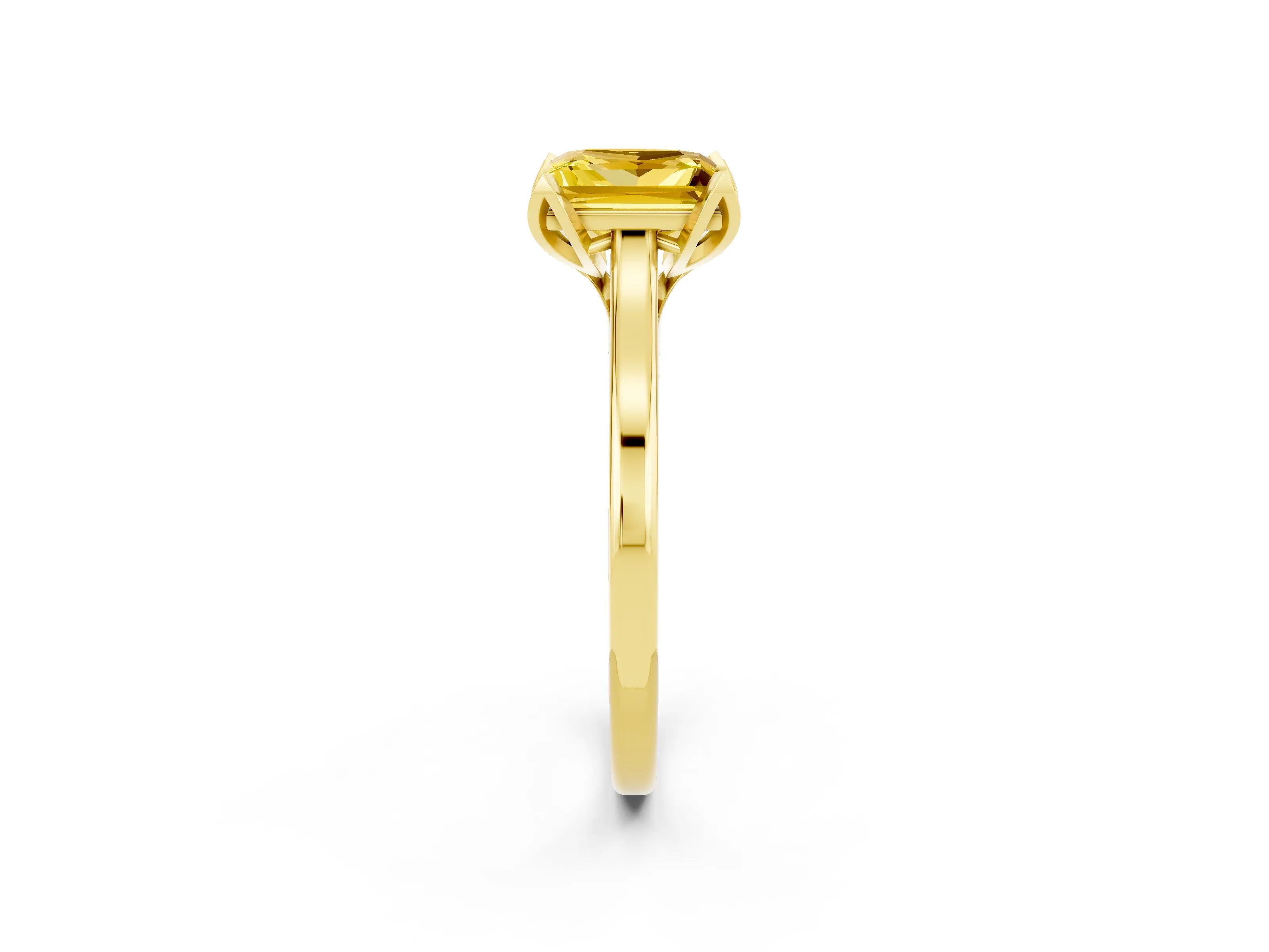 Yellow gold Princess Cut Yellow Sapphire Solitaire Ring with Flower Prong Setting and Classic Band_38