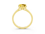Yellow gold Princess Cut Yellow Sapphire Solitaire Ring with Flower Prong Setting and Classic Band_39