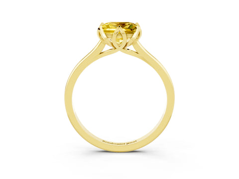 Yellow gold Princess Cut Yellow Sapphire Solitaire Ring with Flower Prong Setting and Classic Band_39