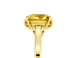 Yellow gold Princess Cut Yellow Sapphire Solitaire Ring with Flower Prong Setting and Classic Band_41
