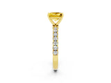 Yellow gold Princess Cut Yellow Sapphire Solitaire Ring with Pavé Accents and Four-Prong Setting_26