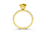 Yellow gold Princess Cut Yellow Sapphire Solitaire Ring with Pavé Accents and Four-Prong Setting_27