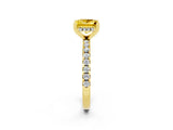 Yellow gold Princess Cut Yellow Sapphire Solitaire Ring with Pavé Band and Four-Prong Setting_62