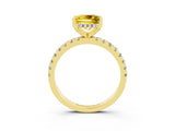Yellow gold Princess Cut Yellow Sapphire Solitaire Ring with Pavé Band and Four-Prong Setting_63