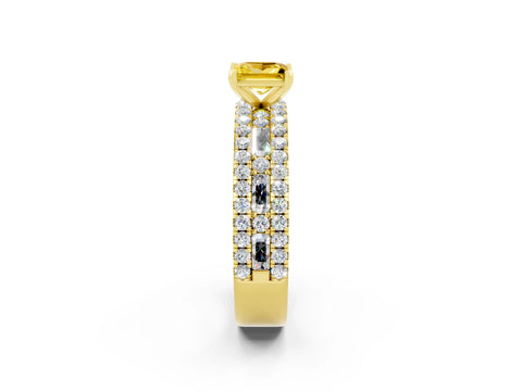 Yellow gold Princess Cut Yellow Sapphire Solitaire Ring with Pavé and Channel Set Band_26