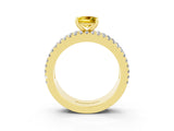 Yellow gold Princess Cut Yellow Sapphire Solitaire Ring with Pavé and Channel Set Band_27