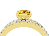 Yellow gold Princess Cut Yellow Sapphire Solitaire Ring with Pavé and Channel Set Band_28