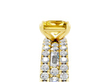 Yellow gold Princess Cut Yellow Sapphire Solitaire Ring with Pavé and Channel Set Band_29
