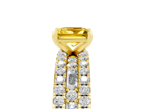 Yellow gold Princess Cut Yellow Sapphire Solitaire Ring with Pavé and Channel Set Band_29