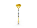 Yellow gold Princess Cut Yellow Sapphire Solitaire Ring with Pave Band and Four Prong Setting_50