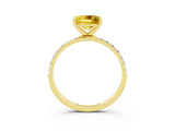 Yellow gold Princess Cut Yellow Sapphire Solitaire Ring with Pave Band and Four Prong Setting_51