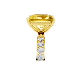 Yellow gold Princess Cut Yellow Sapphire Solitaire Ring with Pave Band and Four Prong Setting_53