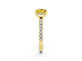 Yellow gold Princess Cut Yellow Sapphire Solitaire Ring with Round  Pavé Band and Four-Prong Setting_38