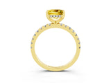 Yellow gold Princess Cut Yellow Sapphire Solitaire Ring with Round  Pavé Band and Four-Prong Setting_39
