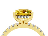 Yellow gold Princess Cut Yellow Sapphire Solitaire Ring with Round  Pavé Band and Four-Prong Setting_40