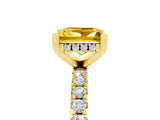 Yellow gold Princess Cut Yellow Sapphire Solitaire Ring with Round  Pavé Band and Four-Prong Setting_41