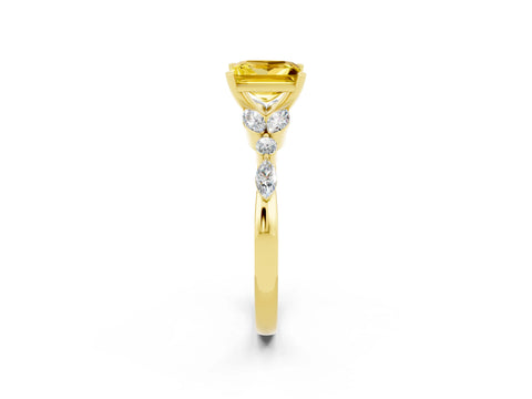 Yellow gold Princess Cut Yellow Sapphire Solitaire Ring with Side Stones and Four-Prong Setting_14