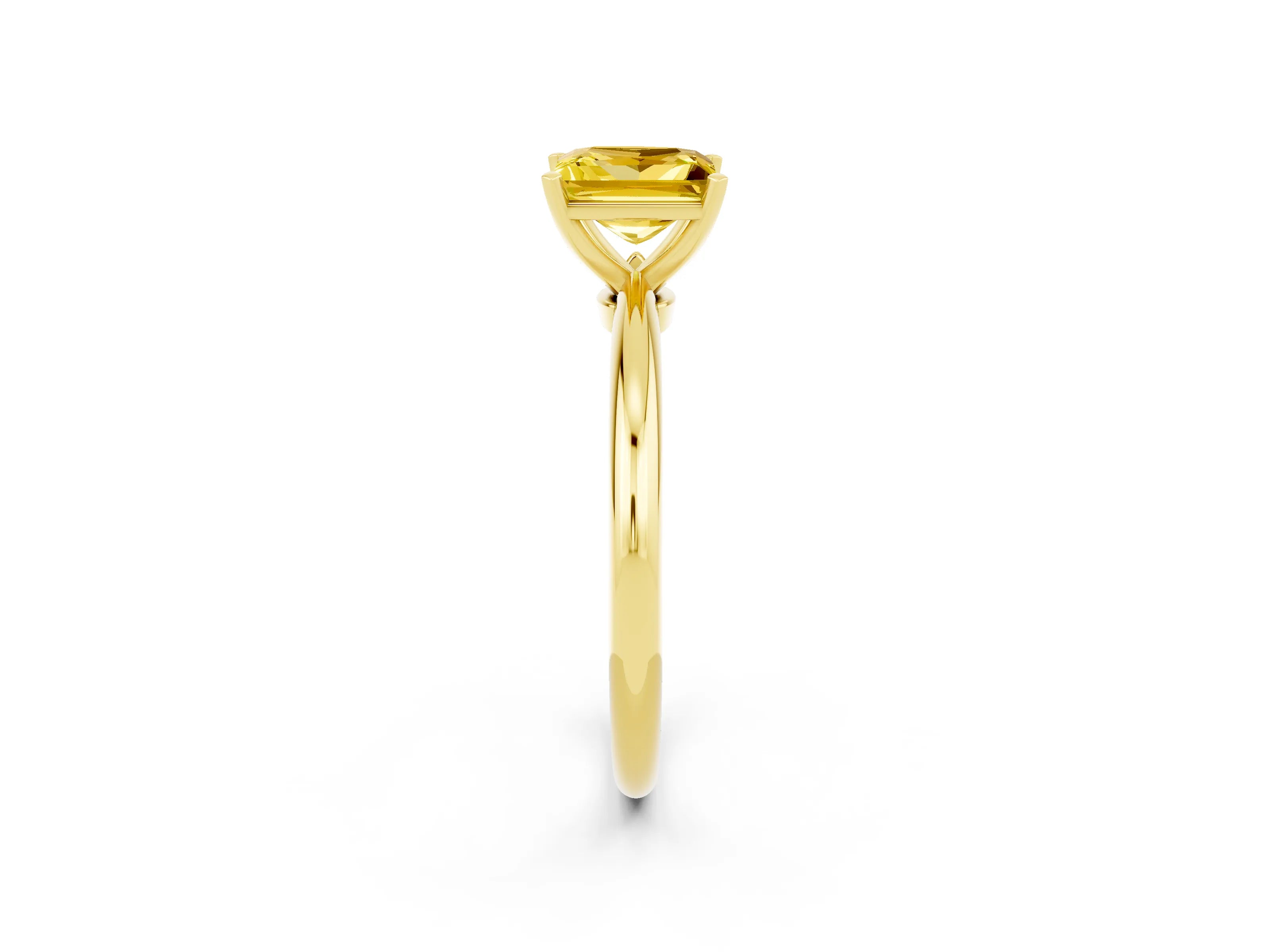 Yellow gold Princess Cut Yellow Sapphire Solitaire Ring with Six-Prong Setting and Classic Band_2