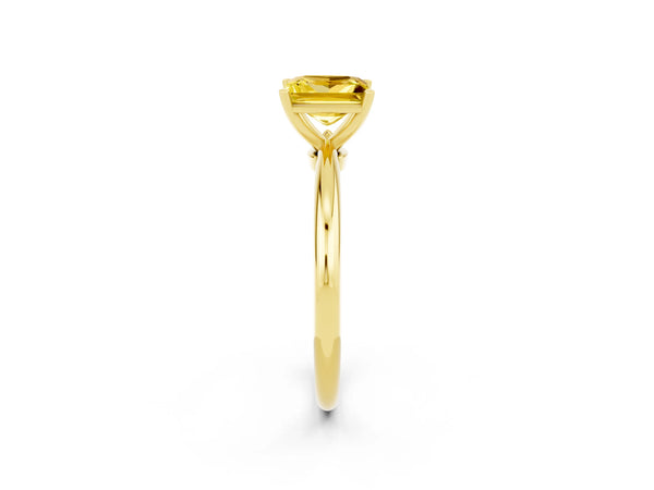 Yellow gold Princess Cut Yellow Sapphire Solitaire Ring with Six-Prong Setting and Classic Band