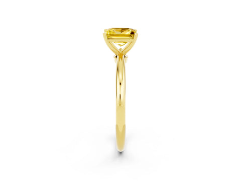 Yellow gold Princess Cut Yellow Sapphire Solitaire Ring with Six-Prong Setting and Classic Band_2