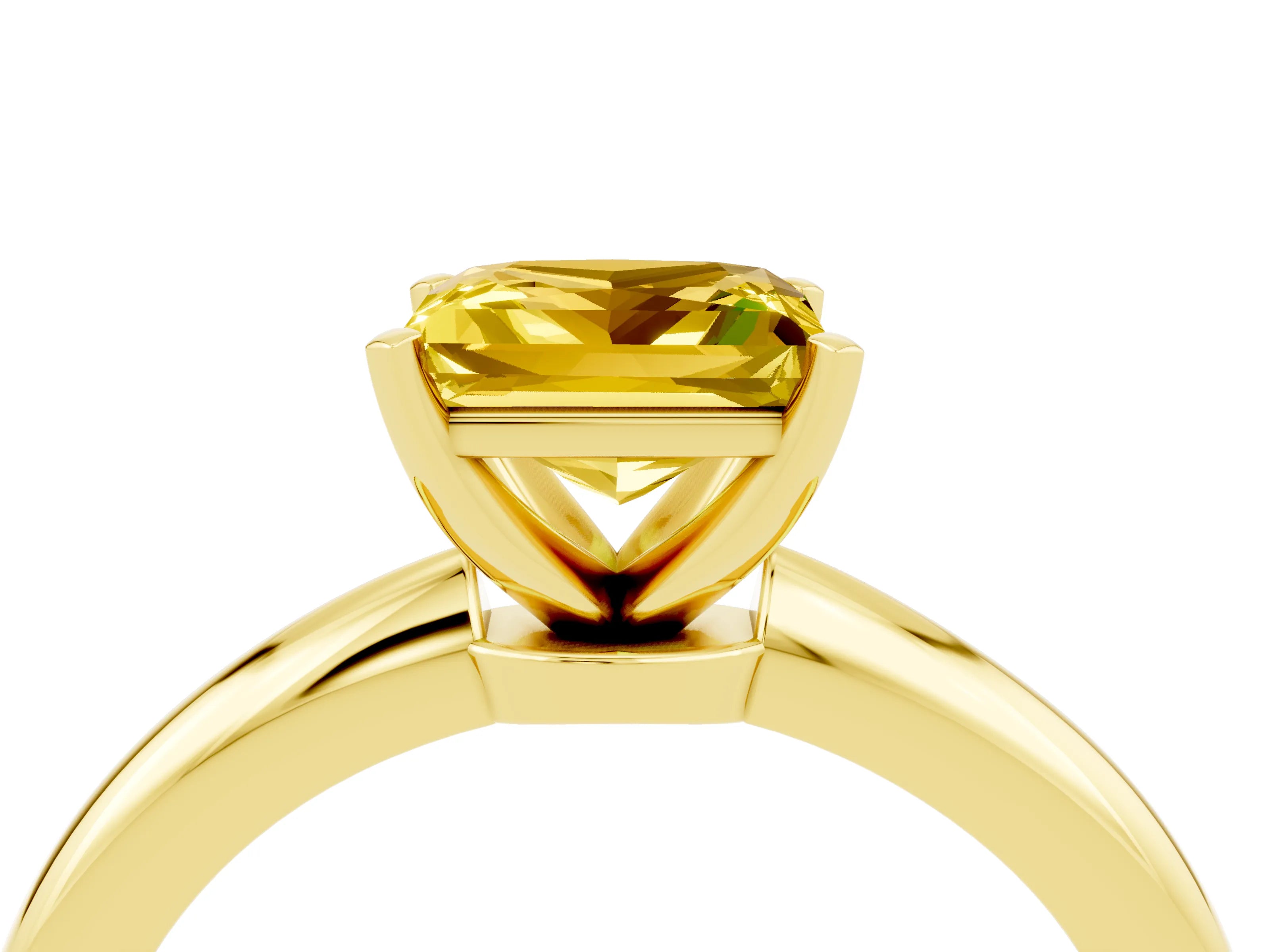 Yellow gold Princess Cut Yellow Sapphire Solitaire Ring with Six-Prong Setting and Classic Band_4
