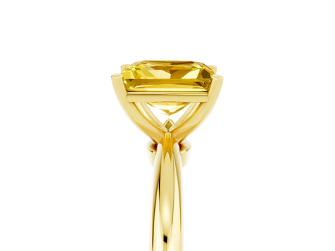 Yellow gold Princess Cut Yellow Sapphire Solitaire Ring with Six-Prong Setting and Classic Band_5
