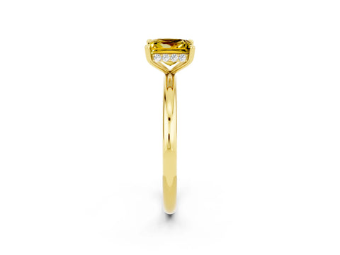 Yellow gold Princess Cut Yellow Sapphire Solitaire Ring with Thin Band and Four-Prong Setting_26