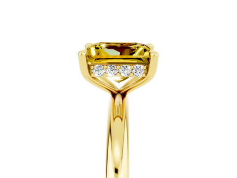 Yellow gold Princess Cut Yellow Sapphire Solitaire Ring with Thin Band and Four-Prong Setting_29