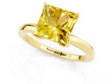 Yellow gold Princess Cut Yellow Sapphire Solitaire Ring with Thin Band and Prong Setting_13