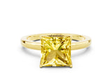 Yellow gold Princess Cut Yellow Sapphire Solitaire Ring with Thin Band and Prong Setting_24