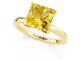 Yellow gold Princess Cut Yellow Sapphire Solitaire Ring with Thin Band and Prong Setting_25