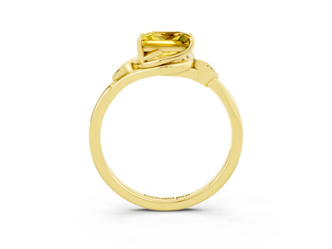 Yellow gold Princess Cut Yellow Sapphire Solitaire Ring with Twist Band and Four-Prong Setting_27