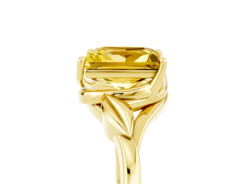 Yellow gold Princess Cut Yellow Sapphire Solitaire Ring with Twist Band and Four-Prong Setting_29