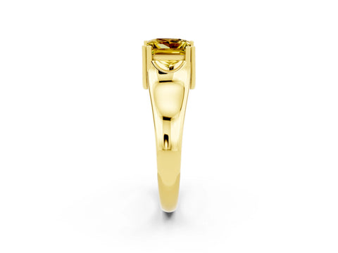 Yellow gold Princess Cut Yellow Sapphire Solitaire Ring with Wide Band and Prong Setting_26