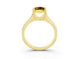 Yellow gold Princess Cut Yellow Sapphire Solitaire Ring with Wide Band and Prong Setting_27