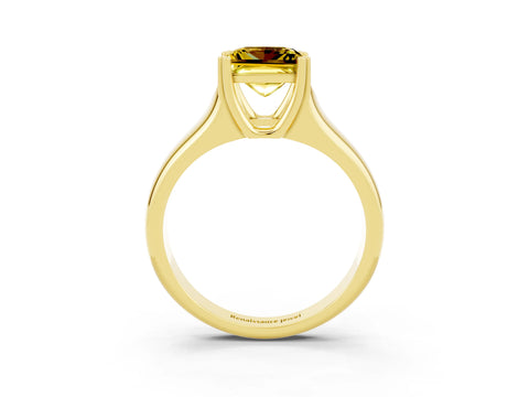 Yellow gold Princess Cut Yellow Sapphire Solitaire Ring with Wide Band and Prong Setting_27