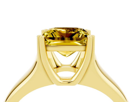 Yellow gold Princess Cut Yellow Sapphire Solitaire Ring with Wide Band and Prong Setting_28