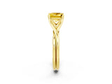 Yellow gold Princess Cut Yellow Sapphire Solitaire Twist Band Prong Setting Ring_86
