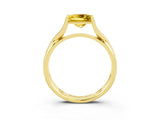 Yellow gold Princess Cut Yellow Sapphire Solitaire Twist Band Prong Setting Ring_87