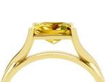 Yellow gold Princess Cut Yellow Sapphire Solitaire Twist Band Prong Setting Ring_88