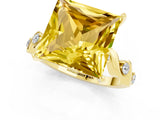 Yellow gold Princess Cut Yellow Sapphire Solitaire Twisted Band with Round  Accents and Prong Setting_13