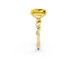 Yellow gold Princess Cut Yellow Sapphire Solitaire Twisted Band with Round  Accents and Prong Setting_14