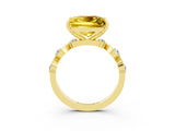 Yellow gold Princess Cut Yellow Sapphire Solitaire Twisted Band with Round  Accents and Prong Setting_15