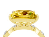 Yellow gold Princess Cut Yellow Sapphire Solitaire Twisted Band with Round  Accents and Prong Setting_16
