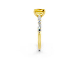 Yellow gold Princess Cut Yellow Sapphire Solitaire with Side Baguettes and Channel Set Band_26