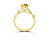 Yellow gold Princess Cut Yellow Sapphire Solitaire with Side Baguettes and Channel Set Band_27