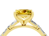 Yellow gold Princess Cut Yellow Sapphire Solitaire with Side Baguettes and Channel Set Band_28