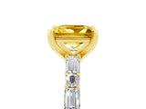 Yellow gold Princess Cut Yellow Sapphire Solitaire with Side Baguettes and Channel Set Band_29